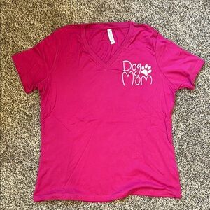 Pink 'Dog Mom' V-Neck T-Shirt